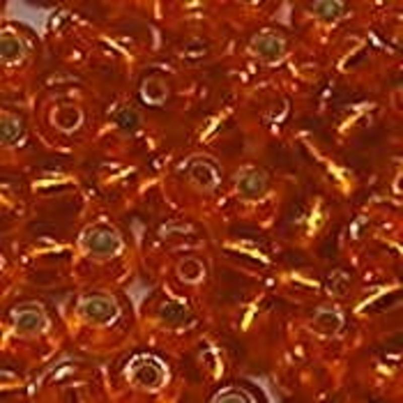 PRACHT Rocailles. Oranje met zilverkern. 4,5mm. ca. 17 gram voor