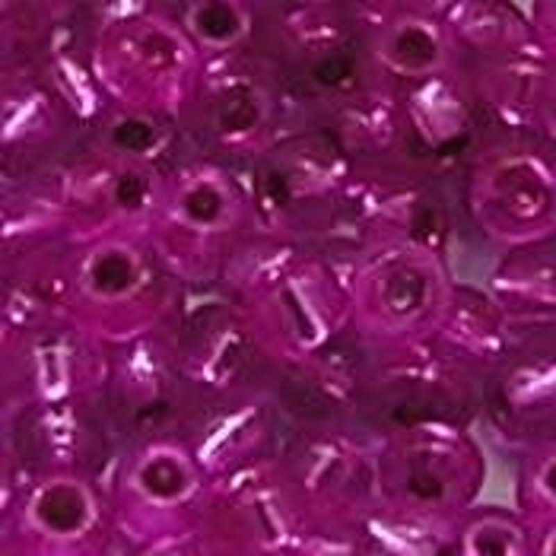 PRACHT Rocailles. Fuchsia met zilverkern. 4,5mm. ca. 17 gram voor