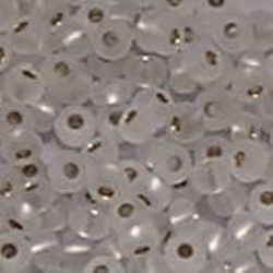 PRACHT Rocailles. White Opal mat zilverkern. 4,5mm. ca. 17 gram voor