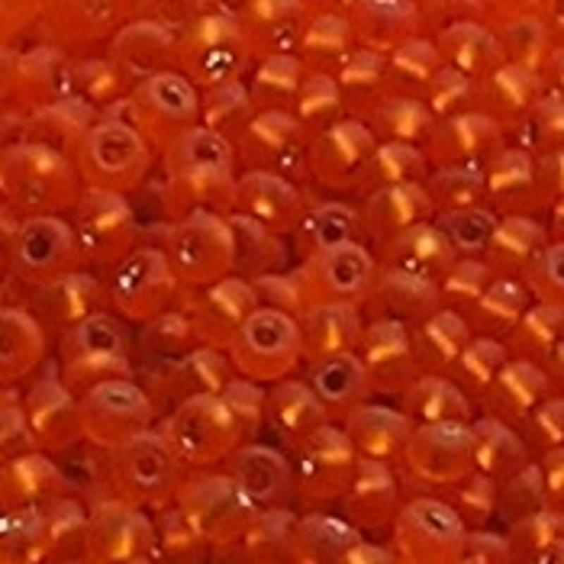 PRACHT Rocailles Zilverkern. Oranje/Mat. 2.6mm. +/- 17 gram voor