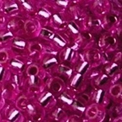 PRACHT Rocailles met zilverkern Donker Roze. 2.6mm. Hoge kwaliteit ca. 17 gram voor