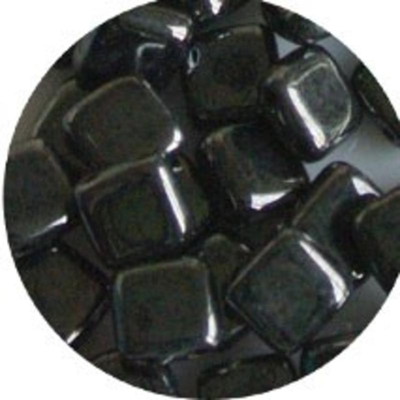 2 Hole Square Beads 6x6mm. Hematiet.