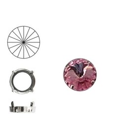 SWAROVSKI ELEMENTS Rivoli. Light Rose. 14mm. Steen in kastje. Dubbel gaats.