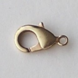 Lobster Sluiting. 15mm. Brass. Goudkleurig. Hoogwaardige kwaliteit. Per stuk voor