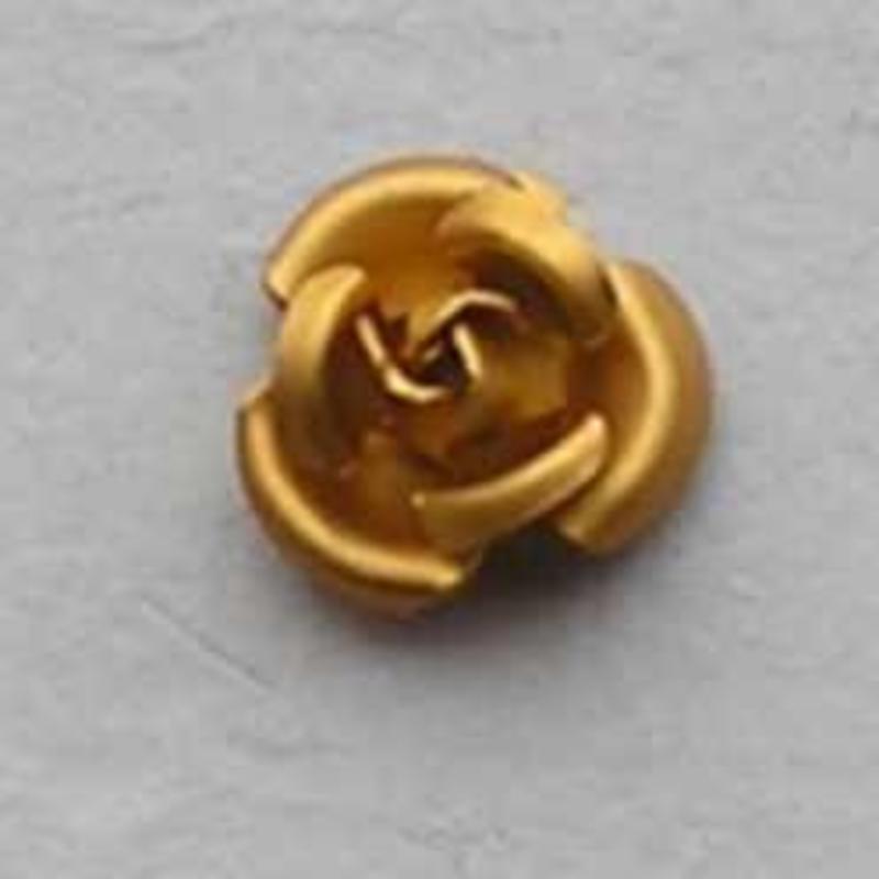 Metalen Roosje. 8mm. Goudkleurig.