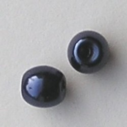 Glasparel. Donkerblauw. 10mm. Tonvormig met rijggat 2.2mm.