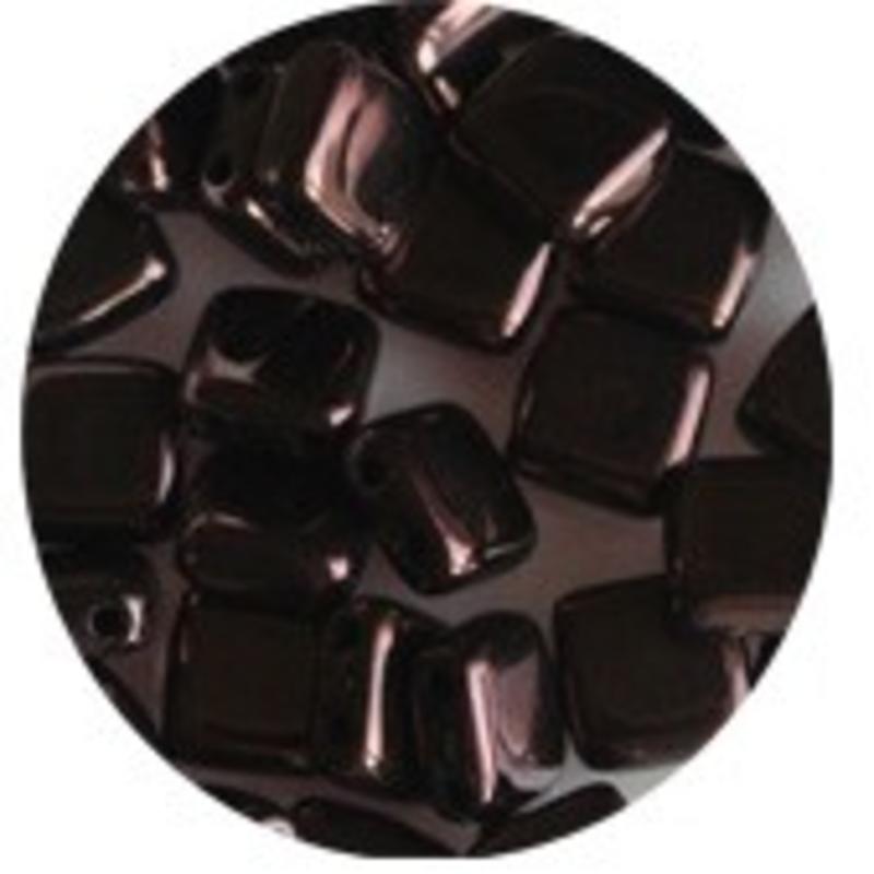 2 Hole Square Beads 6x6mm. Jet Bronze.