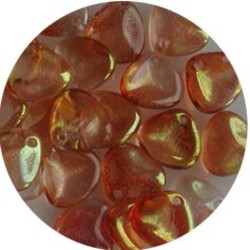 Petal Bead. 8x7mm. Crystal Red Half Lustered.