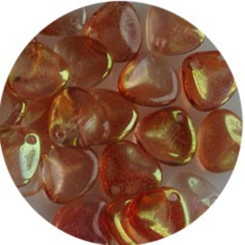 Petal Bead. 8x7mm. Crystal Red Half Lustered.