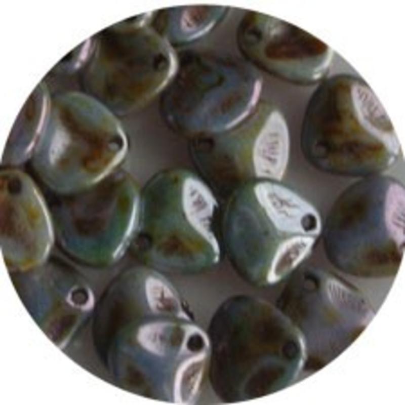 Petal Bead. 8x7mm. Snow White Lustered Blue.