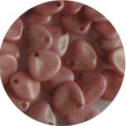 Petal Bead. 8x7mm. Snow White Lustered Bronze red.