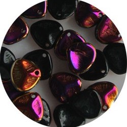 Petal Bead. 8x7mm. Jet Sliperit.