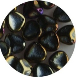 Petal Bead. 8x7mm. Jet Brown Iris.