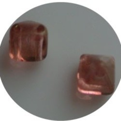 Two Hole Pyramide Bead. 6mm. Crystal Redbronze Luster.