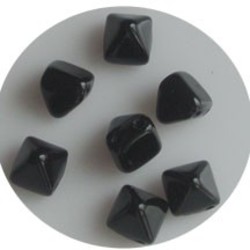 Two Hole Pyramide Bead. 6mm. Jet.