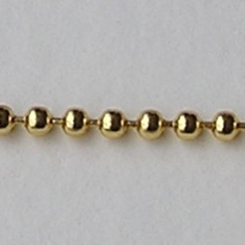 Ball Chain Ketting. 3mm. (zie eindklem 61083) Goudkleurig. 0.50 meter voor