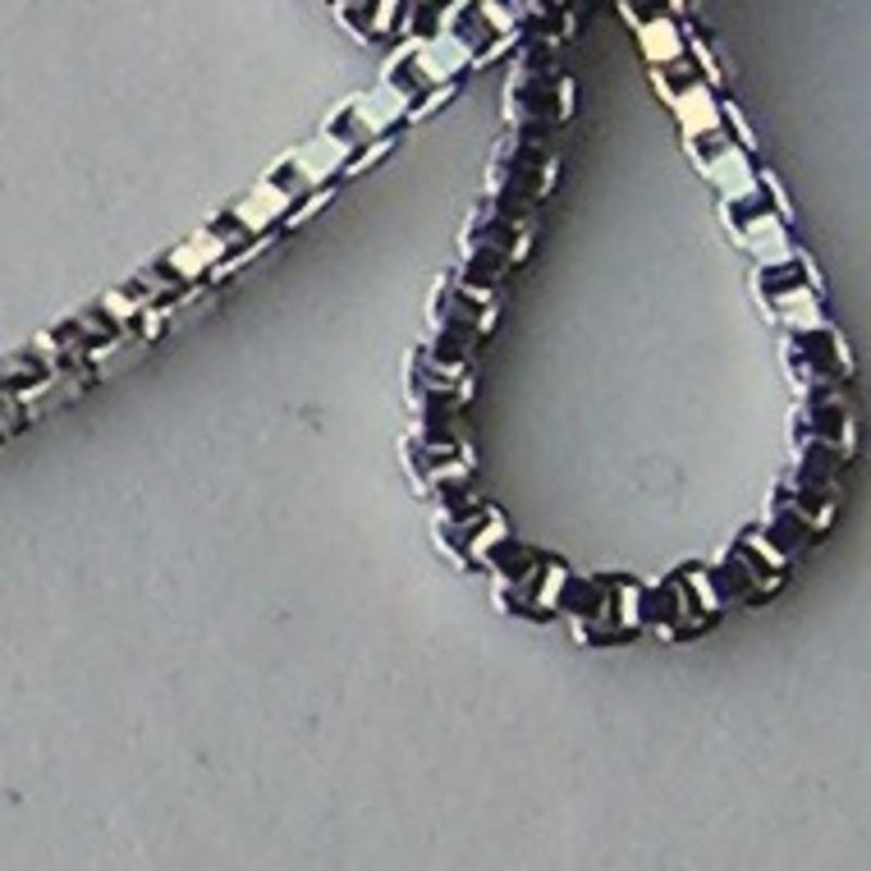 Ketting Boxchain. 1.7mm. Zilverkleurig. Hoogwaardige kwaliteit. Per 0.50 meter voor.