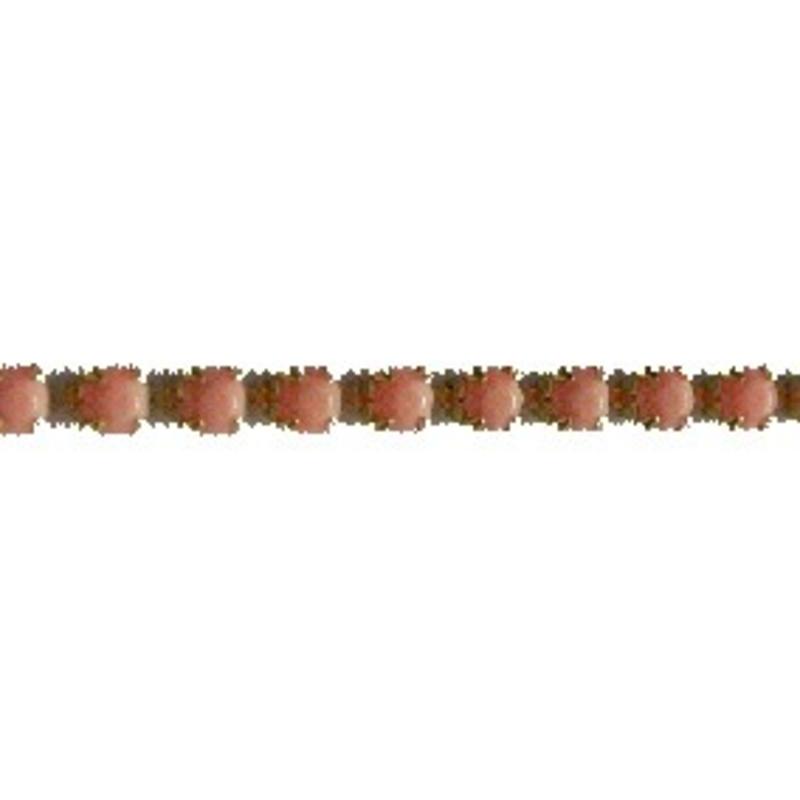 Strassband. 3mm. Coral. Goud. Per 10 cm.