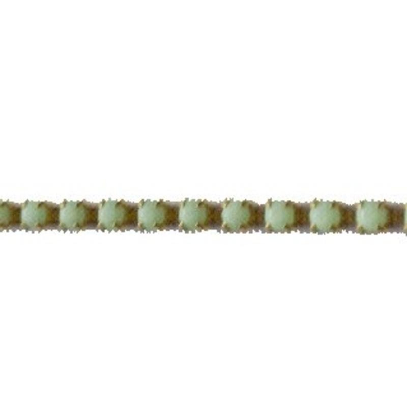 Strassband. 3mm. Seagreen Opal. Goud. Per 10 cm.