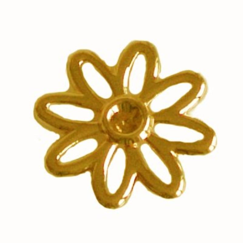 Metalen bloem Daisy. 17mm. Hoogw. Kwal. Goudkleurig.