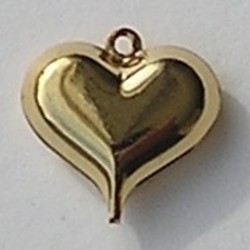 Goudkleurig Brass. Hartje. 20mm. Hol.