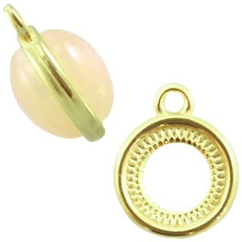 Pendant for cabochon 12mm. 2 sided. Gold.