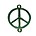 Tussenstuk Peace 2 oog. Goudkleur emerald emaille. 22x29mm