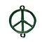 Tussenstuk Peace 2 oog. Goudkleur emerald emaille. 22x29mm