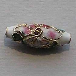 Cloisonnekraal Wit. 8x20mm. Ovaal.