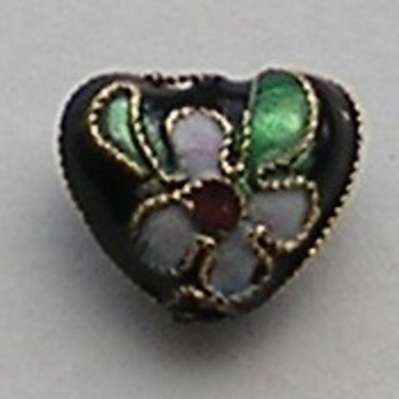 Zwart. Cloisonnee 11mm. Hartje.