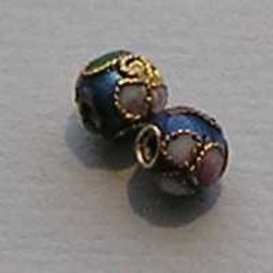 Cloisonnekraal Blauw. 6mm. Rond.