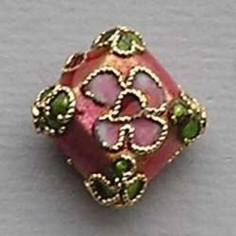 Cloisonnekraal Koraal Rood. 13x13mm. Wybervormig.