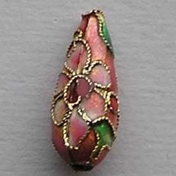 Cloisonnekraal Koraal Rood. 8x20mm. Druppelvormig.