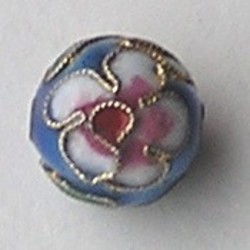 Cloisonnekraal. Blauw. 12mm. Rond.