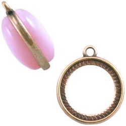 Hanger voor cabochon 20mm. 2 zijdig. Light Bronze. 23.5x26mm.