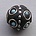 Kashmiribead. 15mm. Zwart/Zilver/Aqua.