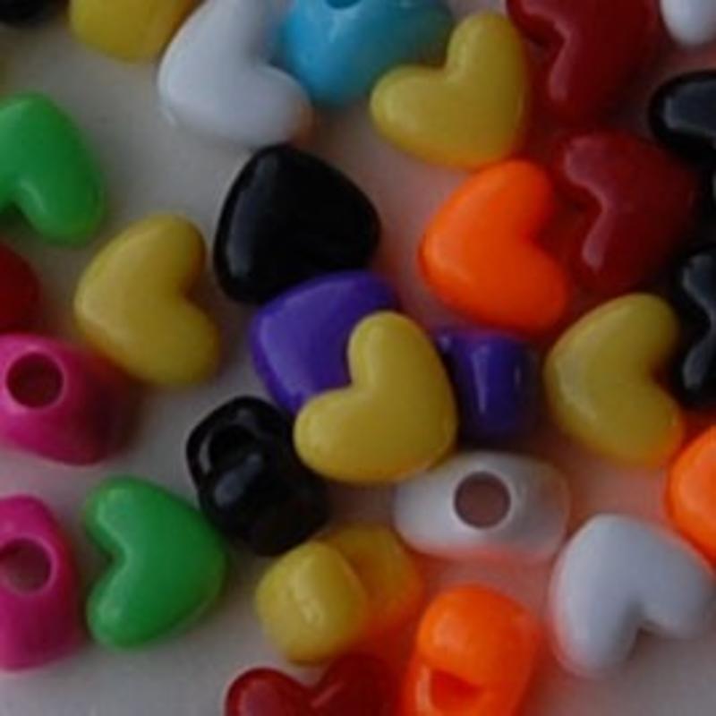 Acrylkralenmix. 10x12mm. Pony Bead. Hart. 10 stuks voor