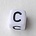 Letter Acrylkraal. Kubus. 6x6mm. Wit met zwarte letter C.