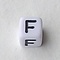 Letter Acrylkraal. Kubus. 6x6mm. Wit met zwarte letter F.