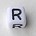 Letter Acrylkraal. Kubus. 6x6mm. Wit met zwarte letter R.