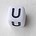 Letter Acrylkraal. Kubus. 6x6mm. Wit met zwarte letter U.