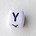 Letter Acrylkraal. Kubus. 6x6mm. Wit met zwarte letter Y.