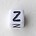 Letter Acrylkraal. Kubus. 6x6mm. Wit met zwarte letter Z.