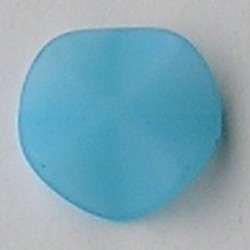 Matte Kunststofkraal. Waijervormig rond.26mm. Aqua.