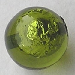 Resin Kraal. Olivine. 16mm. Met silverfoil.