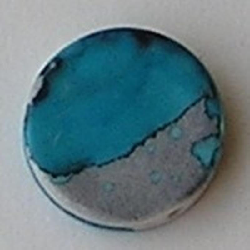 Acrylkraal. 18mm. Rond-Plat. Zilver-Blauw.