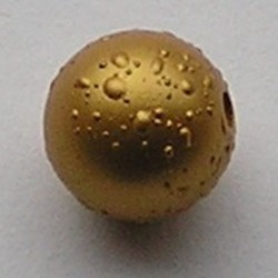 Kunstof Crepe Parel. 14mm. Goud. per stuk