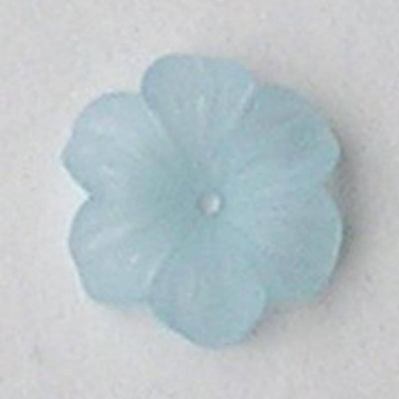 Lucite flower. 12mm. Rijggat in het midden. Kunststof bloemetje Light Aqua mat.