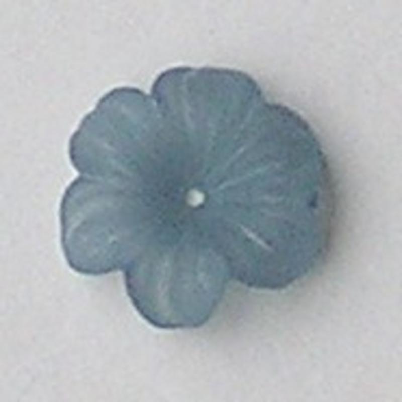 Lucite flower. 12mm. Rijggat in het midden. Kunststof bloemetje Light Petrol mat.