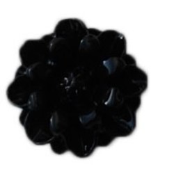 Kunststof bloemetje Aster met platte onderkant. Zwart. 12mm.